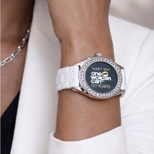 Mary Kay 50-Year Commemorative Watch – Black & White Edition | Protective Cover